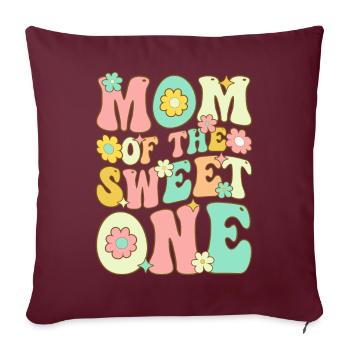 Amateur de crème glacée 1 an d’anniversaire - Housse de coussin décorative 45 x 45 cm - bordeaux - Devant