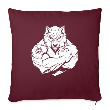 Loup biceps tatouage j’aime maman - Housse de coussin décorative 45 x 45 cm - bordeaux - Devant