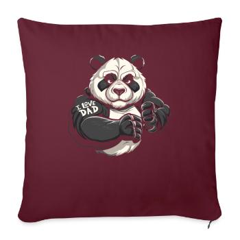 Big Panda Panda Bear J’aime papa - Housse de coussin décorative 45 x 45 cm - bordeaux - Devant
