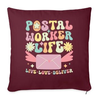 Postbeamter Zusteller - Sofakissenbezug 45 x 45 cm - Burgunderrot - Vorne
