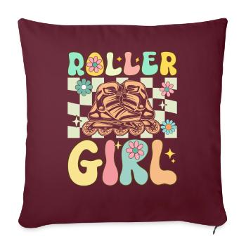 Groovy Roller Skating Fille Femme Patinage À Roulettes - Housse de coussin décorative 45 x 45 cm - bordeaux - Devant