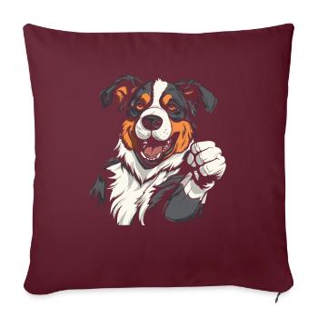 Border Collie Cool - Housse de coussin décorative 45 x 45 cm - bordeaux - Devant
