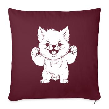 Poméranien - Housse de coussin décorative 45 x 45 cm - bordeaux - Devant