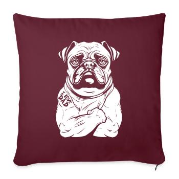 Mops Hund Bizeps Tattoo I Love Dad - Sofakissenbezug 45 x 45 cm - Burgunderrot - Vorne