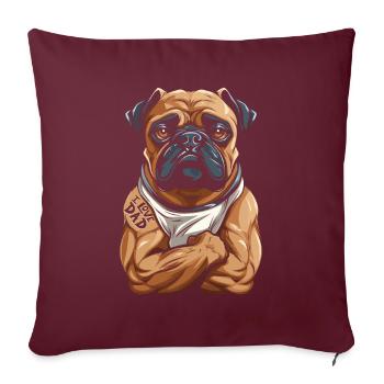 Mops Hund I Love Dad - Sofakissenbezug 45 x 45 cm - Burgunderrot - Vorne