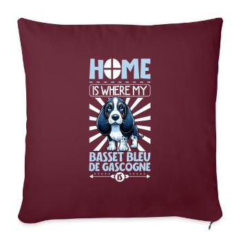 Zuhause - Basset bleu de Gascogne - Sofakissenbezug 45 x 45 cm - Burgunderrot - Vorne