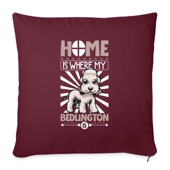 Zuhause - Bedlington Terrier - Sofakissenbezug 45 x 45 cm - Burgunderrot - Vorne
