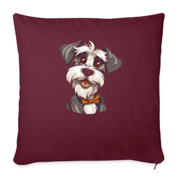 Schnauzer - Housse de coussin décorative 45 x 45 cm - bordeaux - Devant