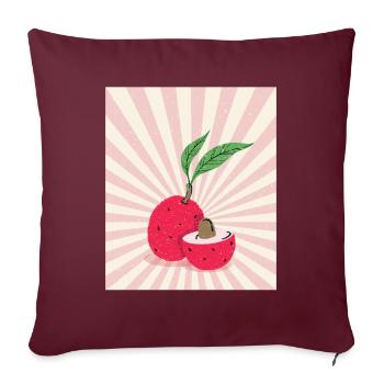 Litchi Rétro Litchi Fruits Exotiques - Housse de coussin décorative 45 x 45 cm - bordeaux - Devant