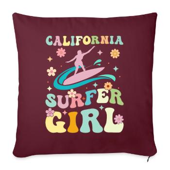 Groovy Surfing Fille Surfeuse - Housse de coussin décorative 45 x 45 cm - bordeaux - Devant