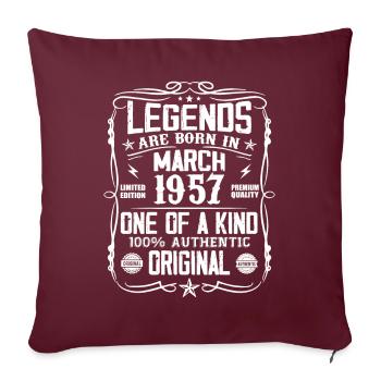 Mars 1957 Vintage Cadeau Anniversaire 67 Ans - Housse de coussin décorative 45 x 45 cm - bordeaux - Devant