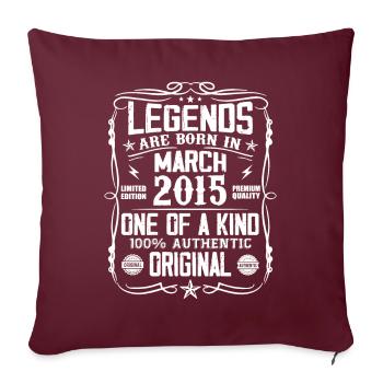 Mars 2015 Vintage Cadeau Anniversaire 9 Ans - Housse de coussin décorative 45 x 45 cm - bordeaux - Devant