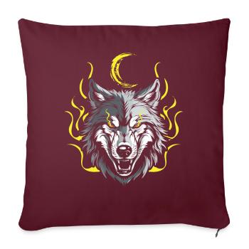 Loup Phase de Lune Loup Lunaire Loup - Housse de coussin décorative 45 x 45 cm - bordeaux - Devant
