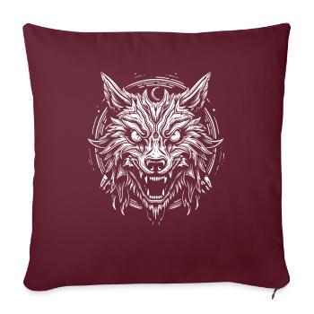 Loup Phase de Lune Loup Lunaire Loup - Housse de coussin décorative 45 x 45 cm - bordeaux - Devant