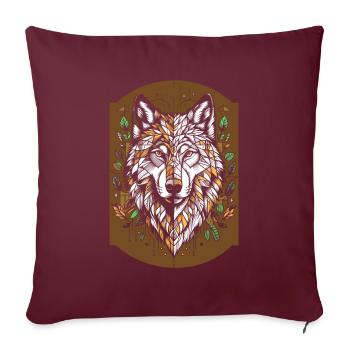 Loup Polygone Géométrique Loup - Housse de coussin décorative 45 x 45 cm - bordeaux - Devant