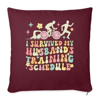 Femme de triathlon - Housse de coussin décorative 45 x 45 cm - bordeaux - Devant