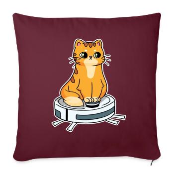 Saugroboter mit Katze Saugerroboter - Sofakissenbezug 45 x 45 cm - Burgunderrot - Vorne