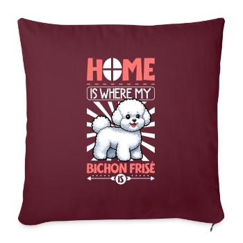 Accueil - Bichon Frisé - Housse de coussin décorative 45 x 45 cm - bordeaux - Devant