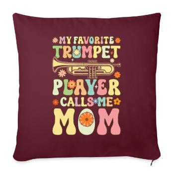 Mère trompettiste féminine - Housse de coussin décorative 45 x 45 cm - bordeaux - Devant