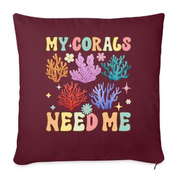 Groovy Coral Reef Korallenriff Aquarium Aquarist - Sofakissenbezug 45 x 45 cm - Burgunderrot - Vorne
