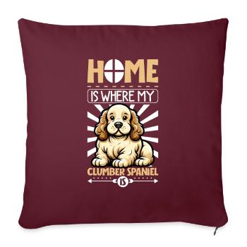 Zuhause - Clumber Spaniel - Sofakissenbezug 45 x 45 cm - Burgunderrot - Vorne