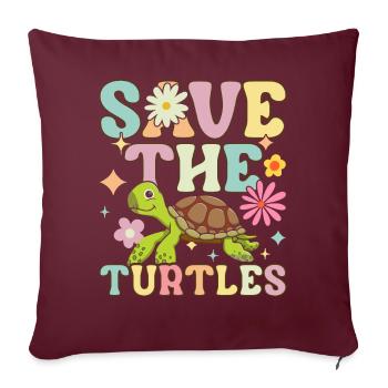 Tortue de mer groovy - Housse de coussin décorative 45 x 45 cm - bordeaux - Devant