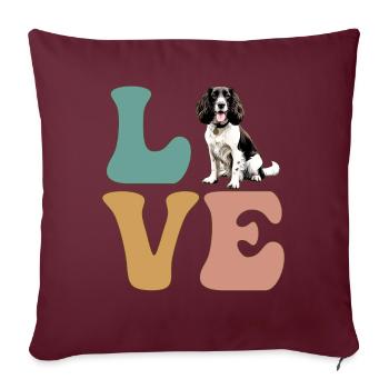 LOVE Springer Spaniel Chien - Housse de coussin décorative 45 x 45 cm - bordeaux - Devant