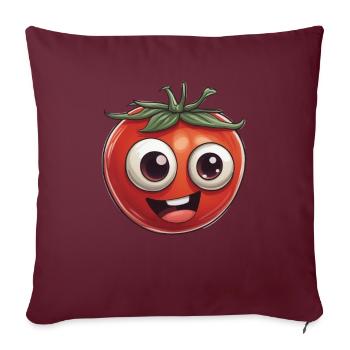 Mignon Tomate Souriant Design - Housse de coussin décorative 45 x 45 cm - bordeaux - Devant