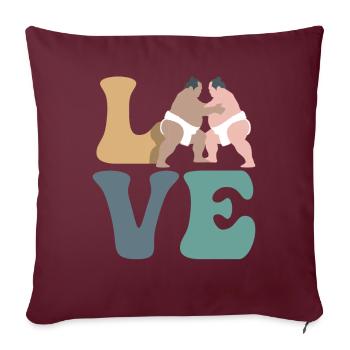LIEBE Sumo-Ringen Japanischer Sumo-Ringer - Sofakissenbezug 45 x 45 cm - Burgunderrot - Vorne