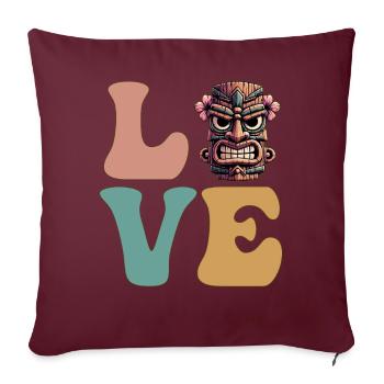 LOVE Tiki Luau Hawaii Tiki-Maske - Sofakissenbezug 45 x 45 cm - Burgunderrot - Vorne