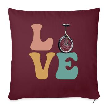 LOVE Monocycle Unicycle Unicycliste Unicycliste Monocycle - Housse de coussin décorative 45 x 45 cm - bordeaux - Devant