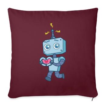 Technologie robotique de cœur de robot mignon - Housse de coussin décorative 45 x 45 cm - bordeaux - Devant