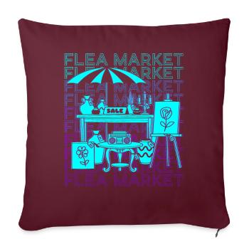 Marché aux puces Vente de garage Friperie rétro - Housse de coussin décorative 45 x 45 cm - bordeaux - Devant