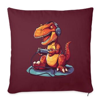 Jeu vidéo de dinosaures - Housse de coussin décorative 45 x 45 cm - bordeaux - Devant