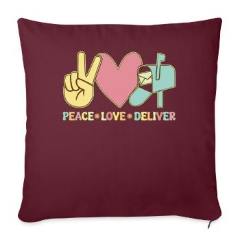 Frieden Liebe Liefern Postdienst Postangestellter - Sofakissenbezug 45 x 45 cm - Burgunderrot - Vorne