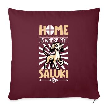 Zuhause - Saluki - Sofakissenbezug 45 x 45 cm - Burgunderrot - Vorne