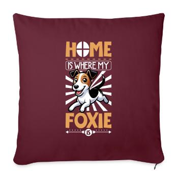 Zuhause - Glatthaar-Foxterrier - Sofakissenbezug 45 x 45 cm - Burgunderrot - Vorne