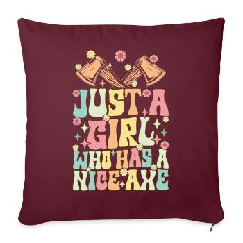 Les femmes qui ont une belle hache Groovy Axe Thrower - Housse de coussin décorative 45 x 45 cm - bordeaux - Devant