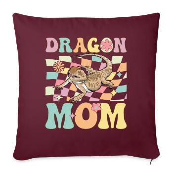 Dragon Mom Groovy Barbu Dragon Lézard Amoureux - Housse de coussin décorative 45 x 45 cm - bordeaux - Devant