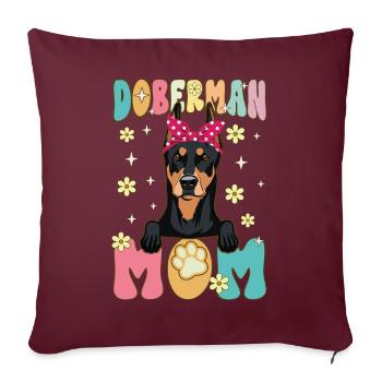 Dobermann Mama Groovy Dog Mom - Sofakissenbezug 45 x 45 cm - Burgunderrot - Vorne