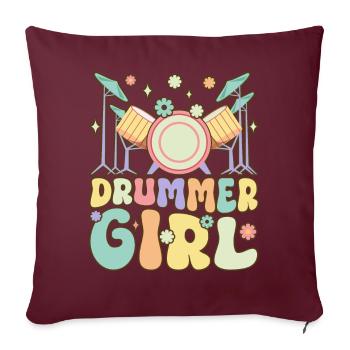 Batteur Fille Groovy Tambour Musicien Amateur de Tambour - Housse de coussin décorative 45 x 45 cm - bordeaux - Devant