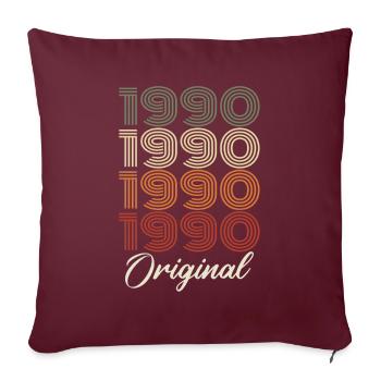 1990 Cadeau D'anniversaire Vintage Original 1990 - Housse de coussin décorative 45 x 45 cm - bordeaux - Devant