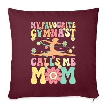Ma gymnaste préférée m’appelle Mama Groovy Gymnas - Housse de coussin décorative 45 x 45 cm - bordeaux - Devant