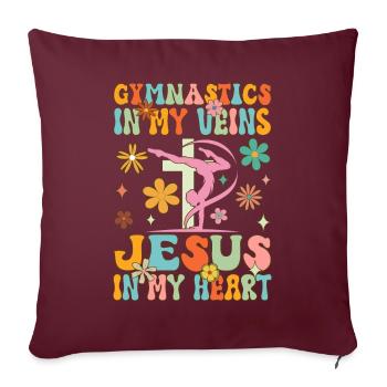 Gymnastique dans les veines Jésus dans mon coeur Groovy T - Housse de coussin décorative 45 x 45 cm - bordeaux - Devant