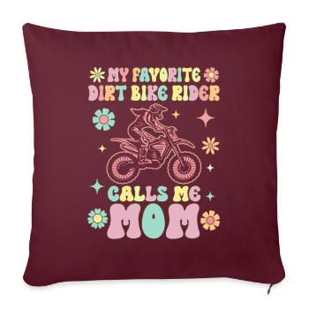 Le pilote de moto tout-terrain préféré m’appelle Mama Groovy - Housse de coussin décorative 45 x 45 cm - bordeaux - Devant
