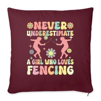 Une fille qui aime l’escrime Groovy Foil Sab - Housse de coussin décorative 45 x 45 cm - bordeaux - Devant