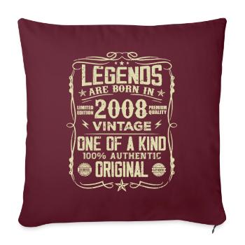 Fabriqué En 2008 Vintage Cadeau Anniversaire 2008 - Housse de coussin décorative 45 x 45 cm - bordeaux - Devant