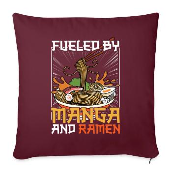 Bol de Ramen Manga Anime - Housse de coussin décorative 45 x 45 cm - bordeaux - Devant