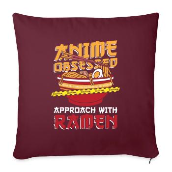 Bol de Ramen Manga Anime - Housse de coussin décorative 45 x 45 cm - bordeaux - Devant