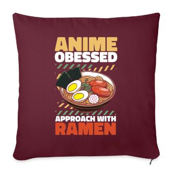 Bol de Ramen Manga Anime - Housse de coussin décorative 45 x 45 cm - bordeaux - Devant